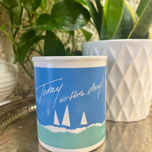 80's Vintage Pastel Nautical Theme Ceramic Mug - Pastel Coloured - Made in Japan - Picture 3 of 3